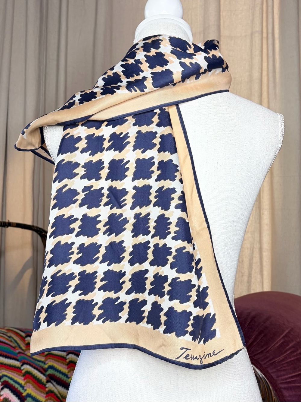 70s Houndstooth Scarf by Terrazine